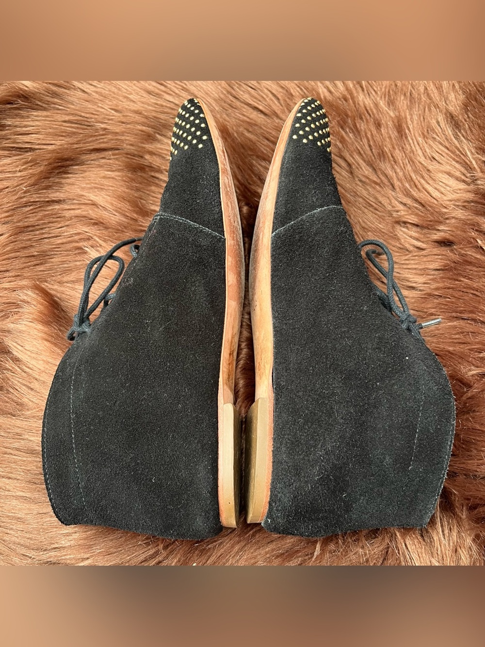 Loeffler Randall "Mamie" Black Suede Gold Studded Booties - Picture 4 of 14